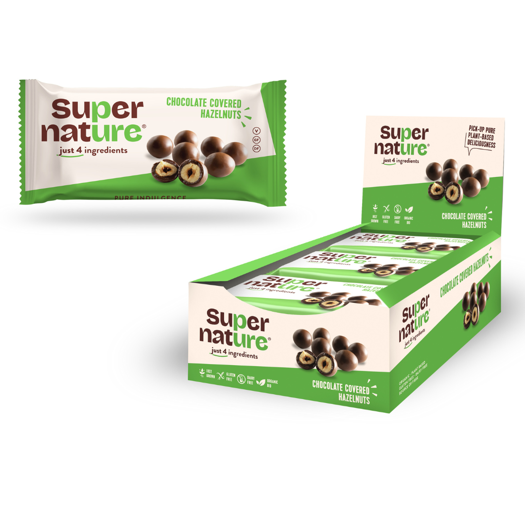 スーパーナチュレ　Super Nature Supernature Chocolate Covered Hazelnuts Box | Vegan Chocolate Snack